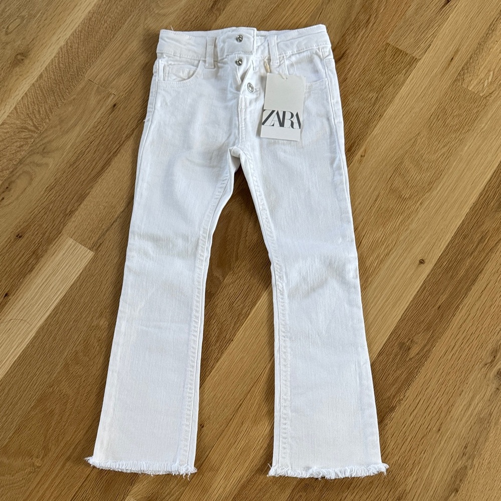 Zara Girls Crisp White Straight Leg Jeans